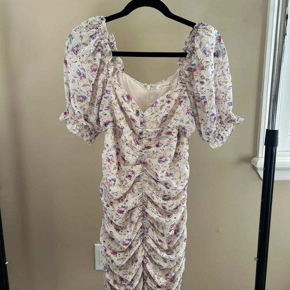 WAPG Mini Dress with Puff Sleeves and Sweetheart Neckline